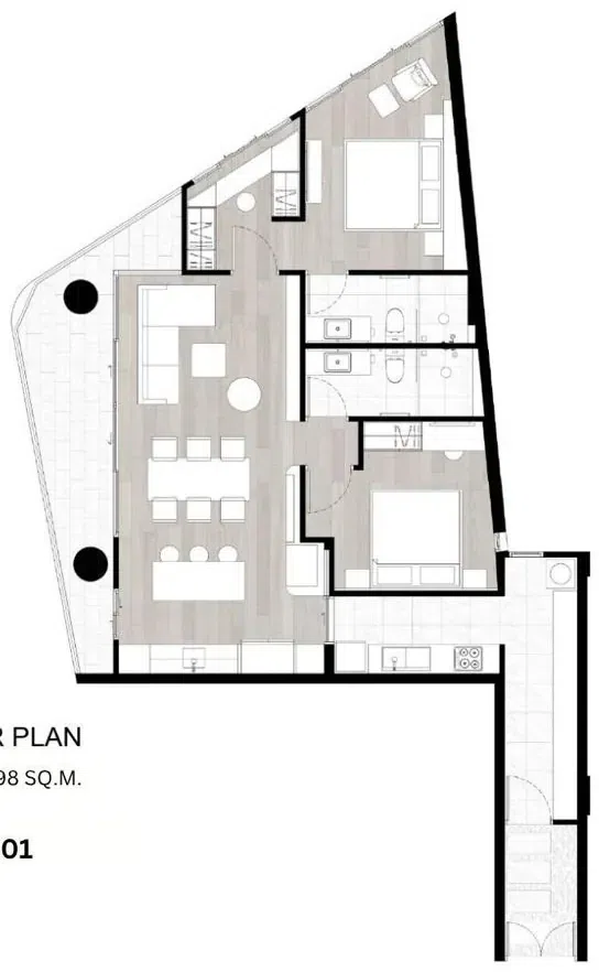 Chardonnay Nai Harn · الوحدة A701 · G1 · Grand 2 Bedrooms · Corner N & W