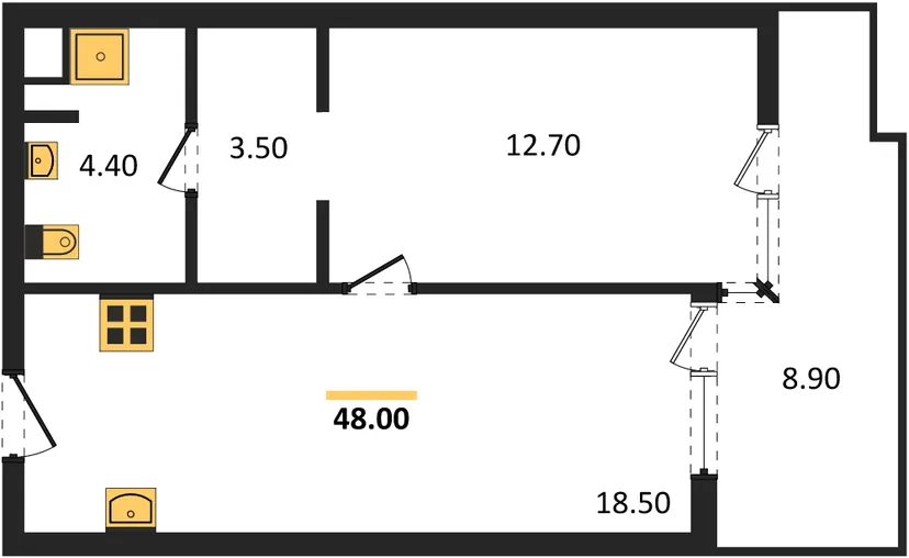 The 1 Bedroom Type C apartment in The Ozone Oasis Condominium is a 48 sq m