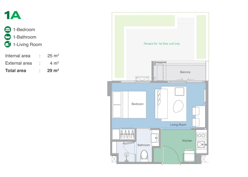 Skypark Celeste 1A — 29 m² — Skypark Celeste Laguna Phuket